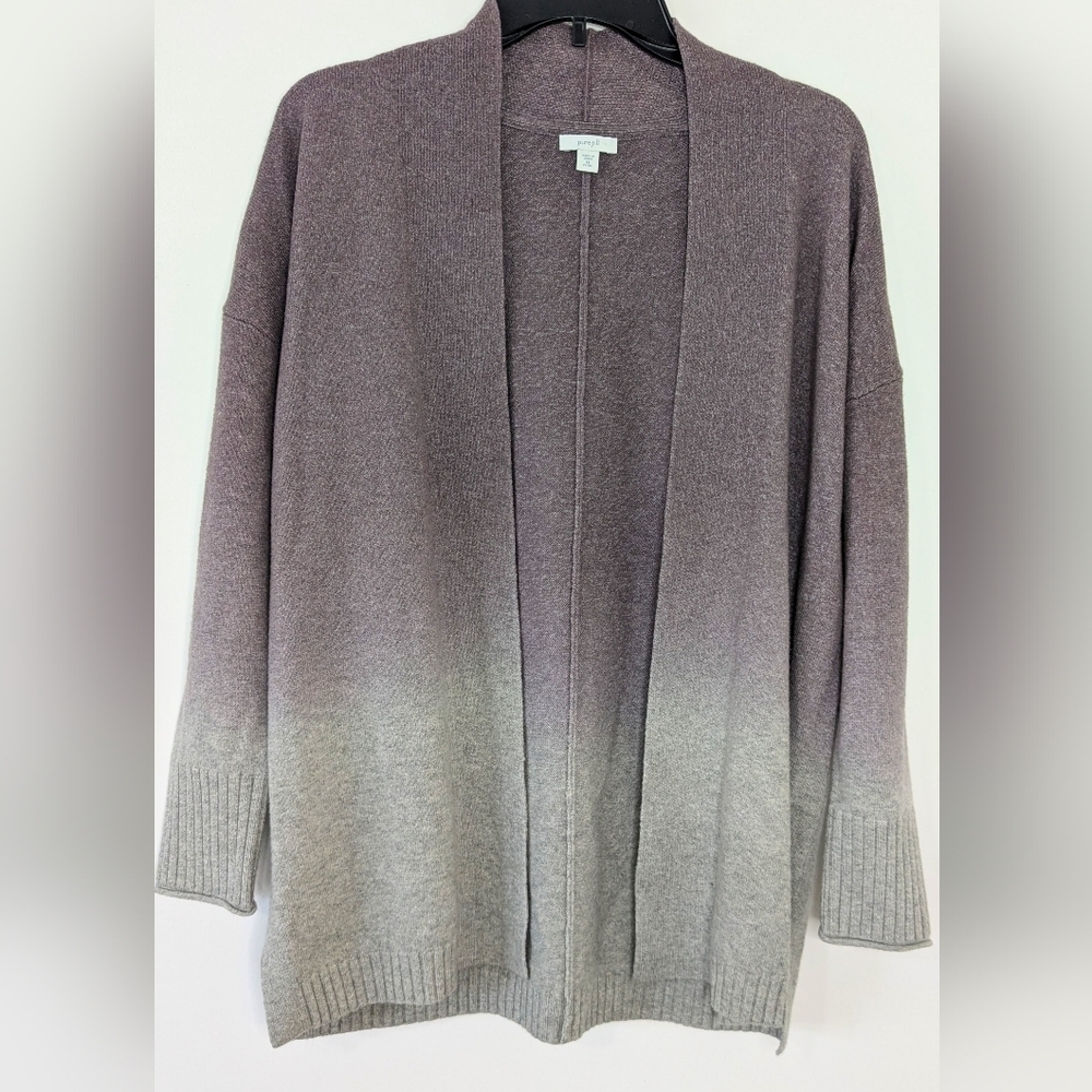 J. Jill (PureJill) Purple Gray Ombre Mid Length Cardigan Oversized XS Petite